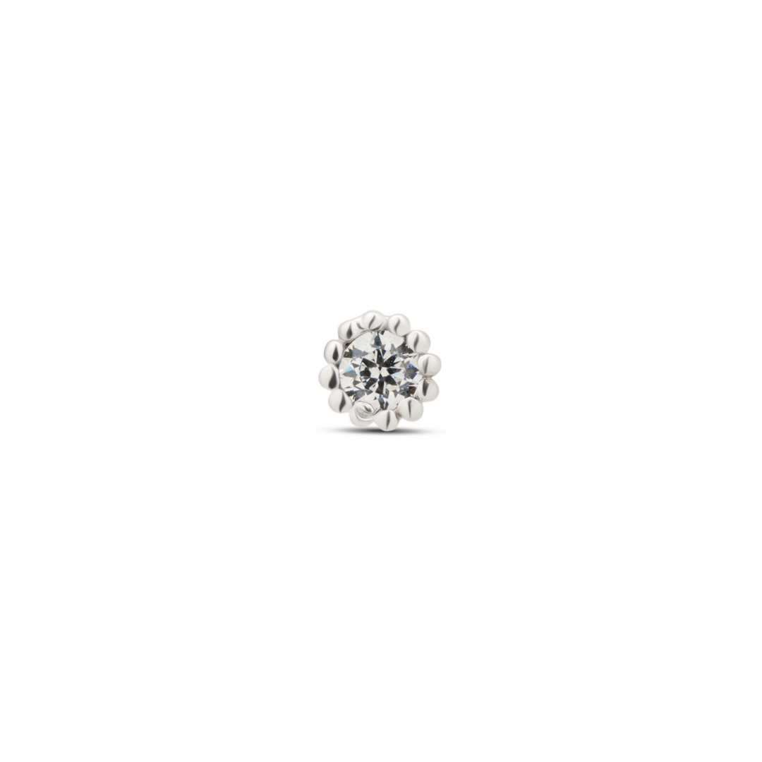 14kt White Gold Flatback - Round with 14 beads