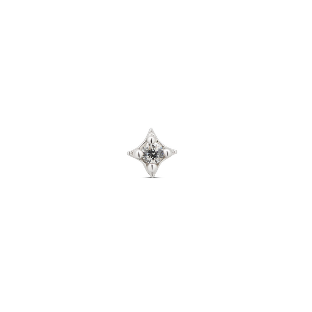 14kt White Gold Flatback - Isotoxal Star w CZ