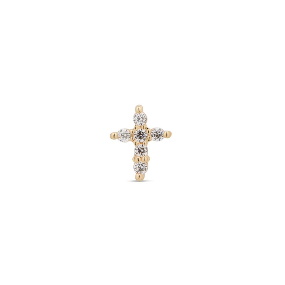 14kt Gold Flatback - Jewelled Cross