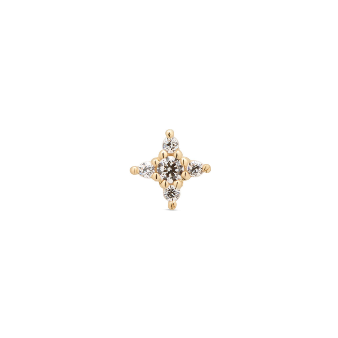 Lab Grown Diamond - 14kt Gold Flatback - Twinkle Star