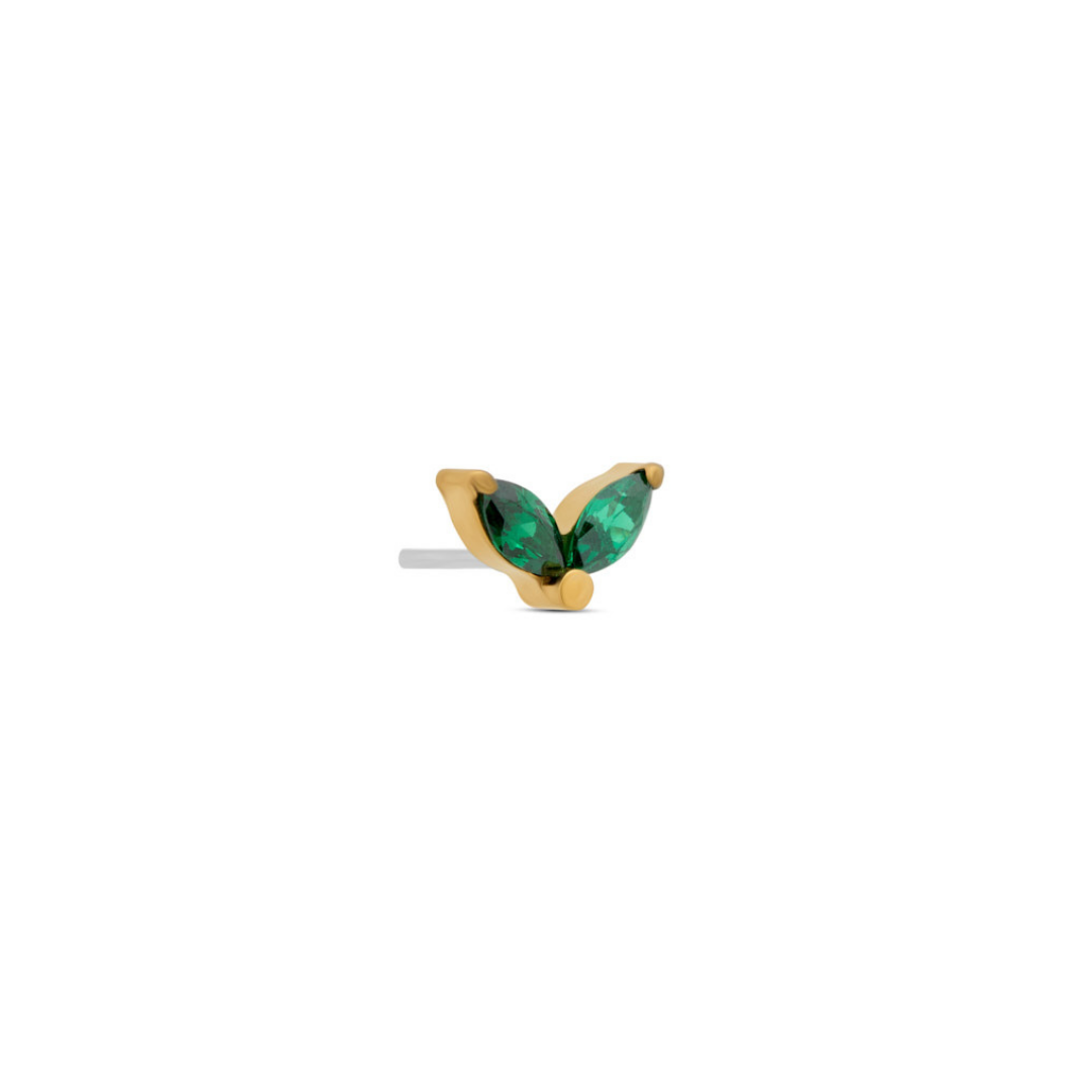18k V-Gold Dual Marquise in Emerald Flatback