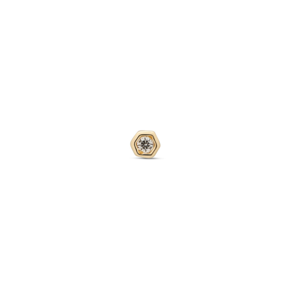 14kt Gold Flatback - Bezel Hexagon