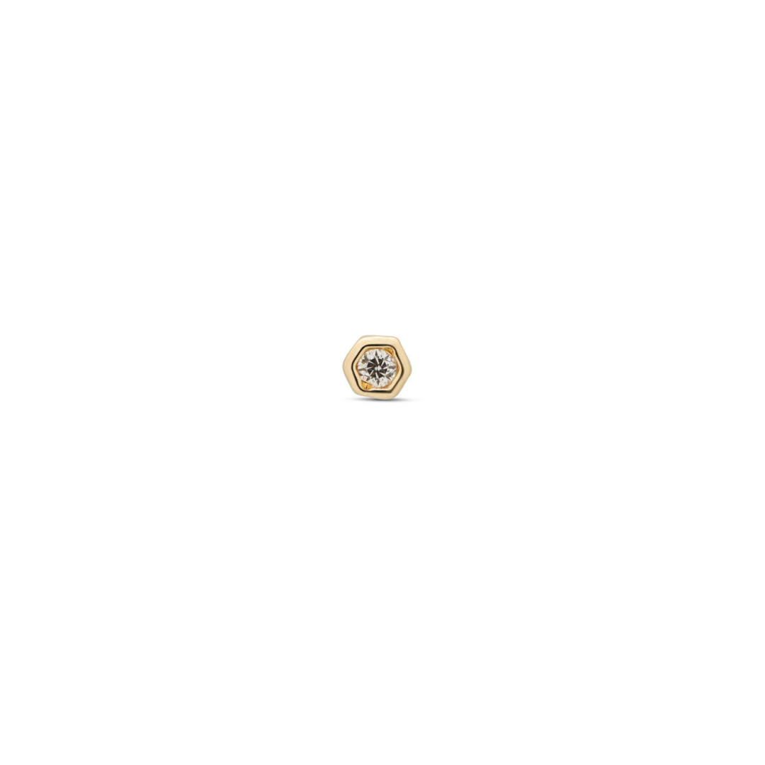 Lab Grown Diamond - 14kt Gold Flatback - Bezel Hexagon