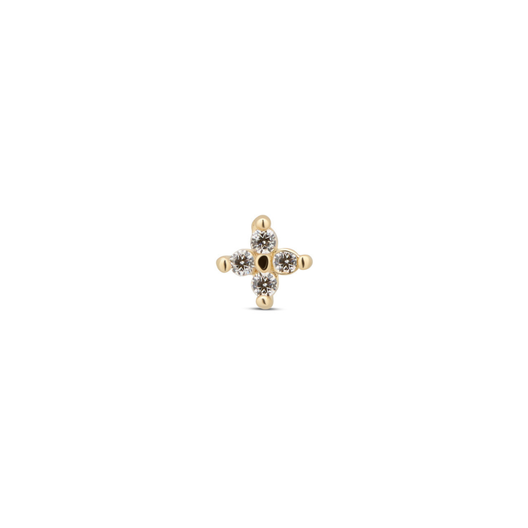 Lab Grown Diamond - 14kt Gold Flatback - 4 Jewel