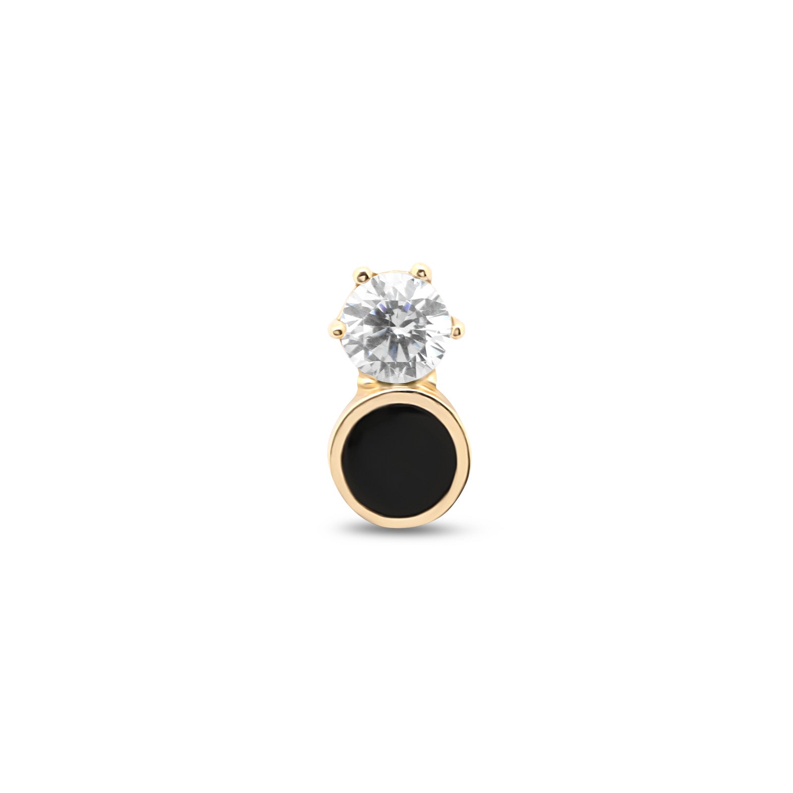 14kt Gold Flatback - Round Jet with Crystal