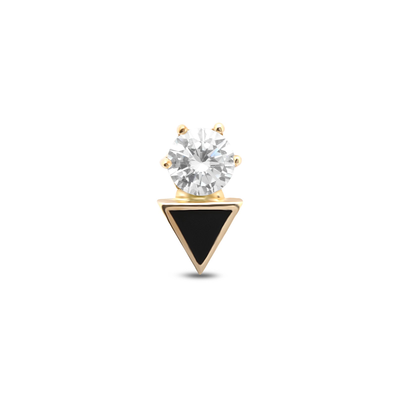 14kt Gold Flatback - Triangle Jet with Crystal
