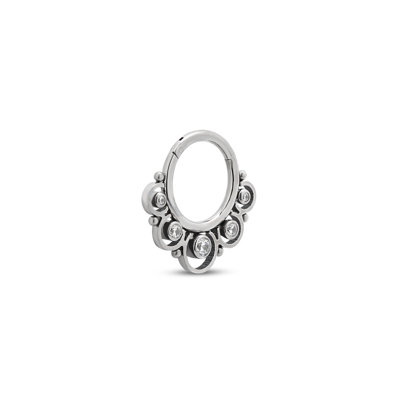 Jewelled Cluster With Lace & Beads Hinged Ring