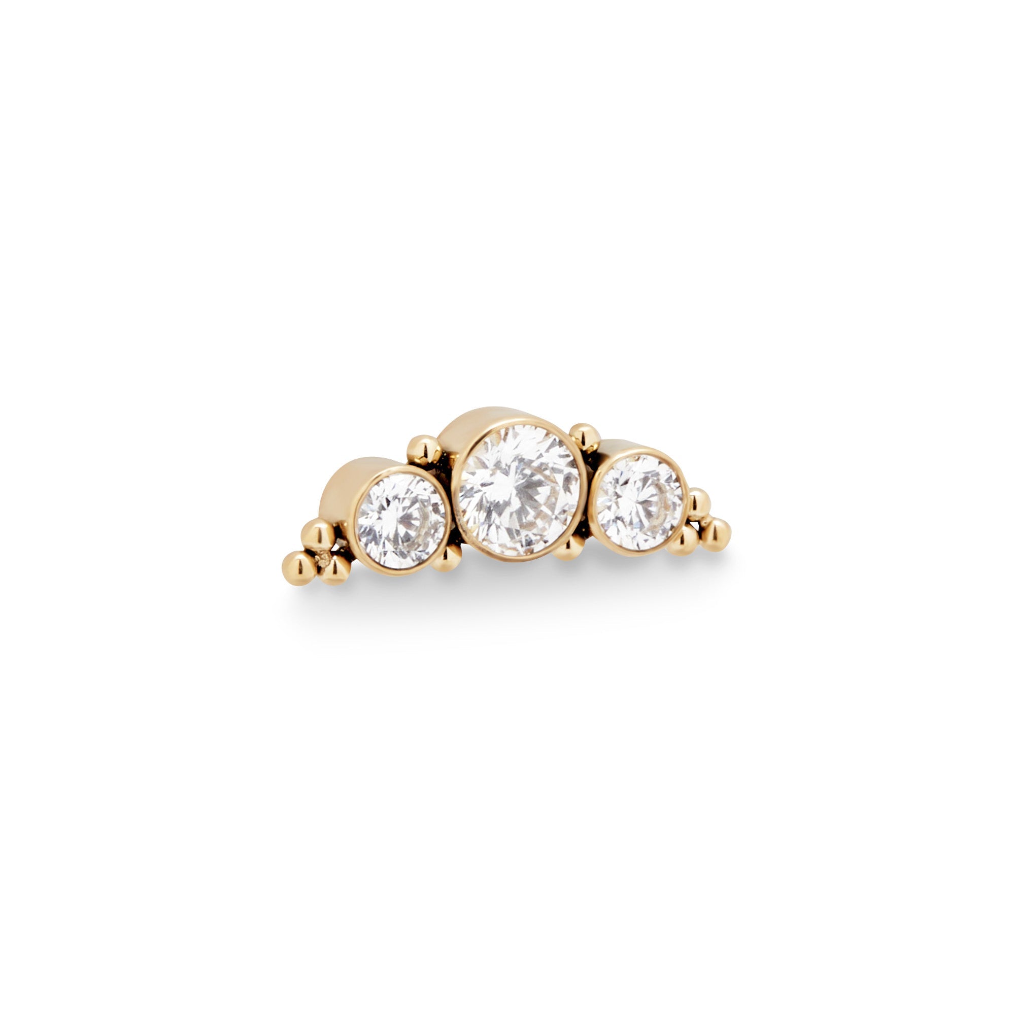 18k V-Gold Long 3 Jewel Flatback
