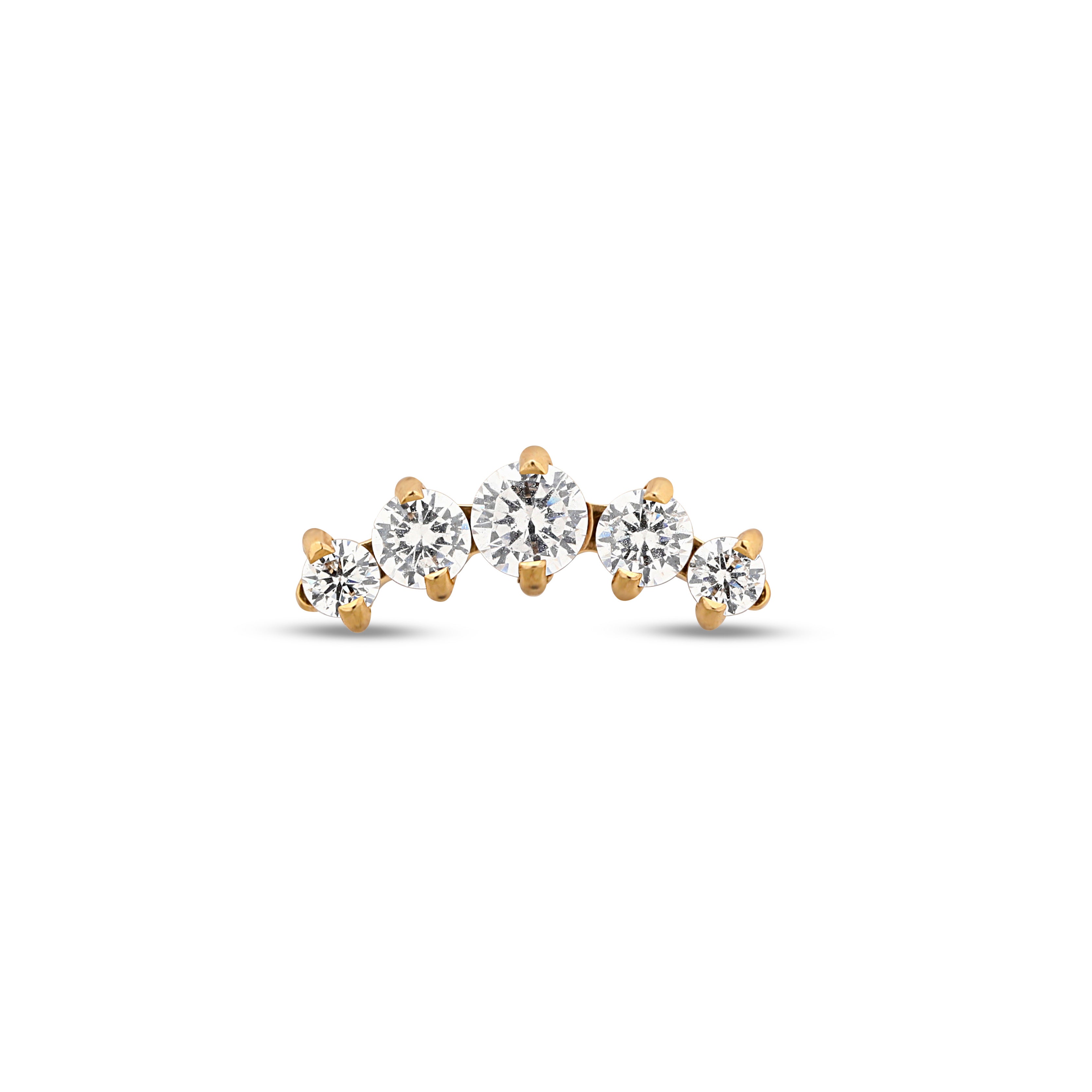 18k V-Gold 5 Curved Jewelled Prong Set Flatback