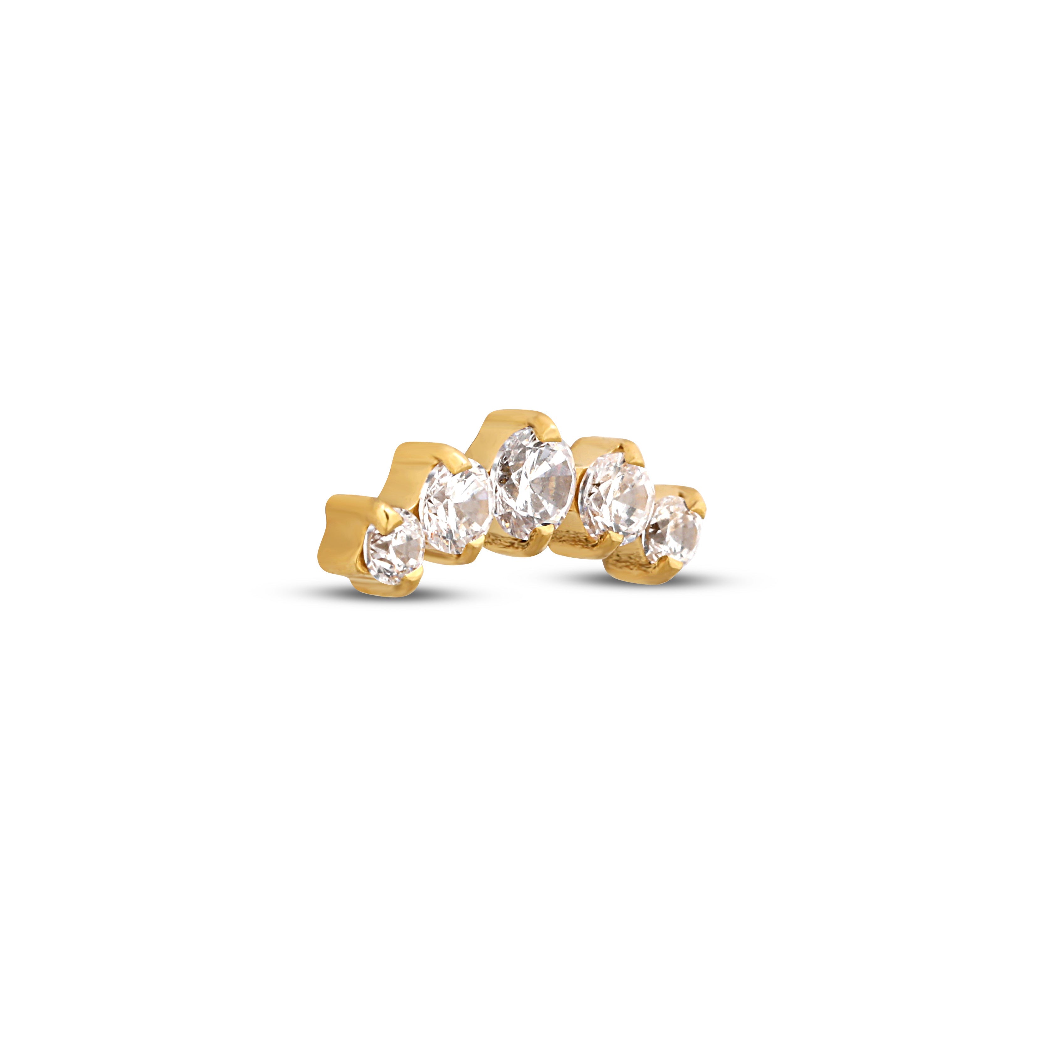 18k V-Gold 5 Curved Jewelled Prong Set Flatback