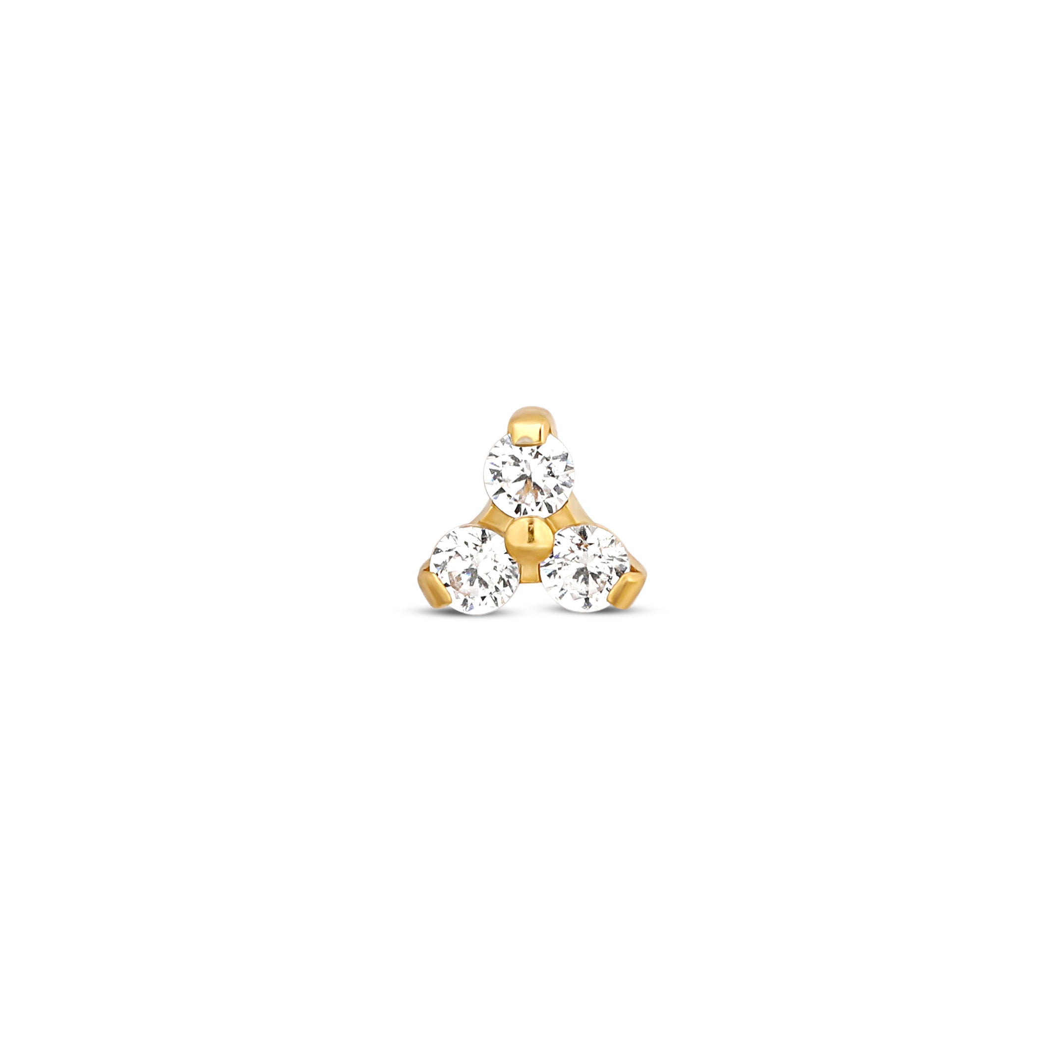18k V-Gold Threaded Trio Flatback