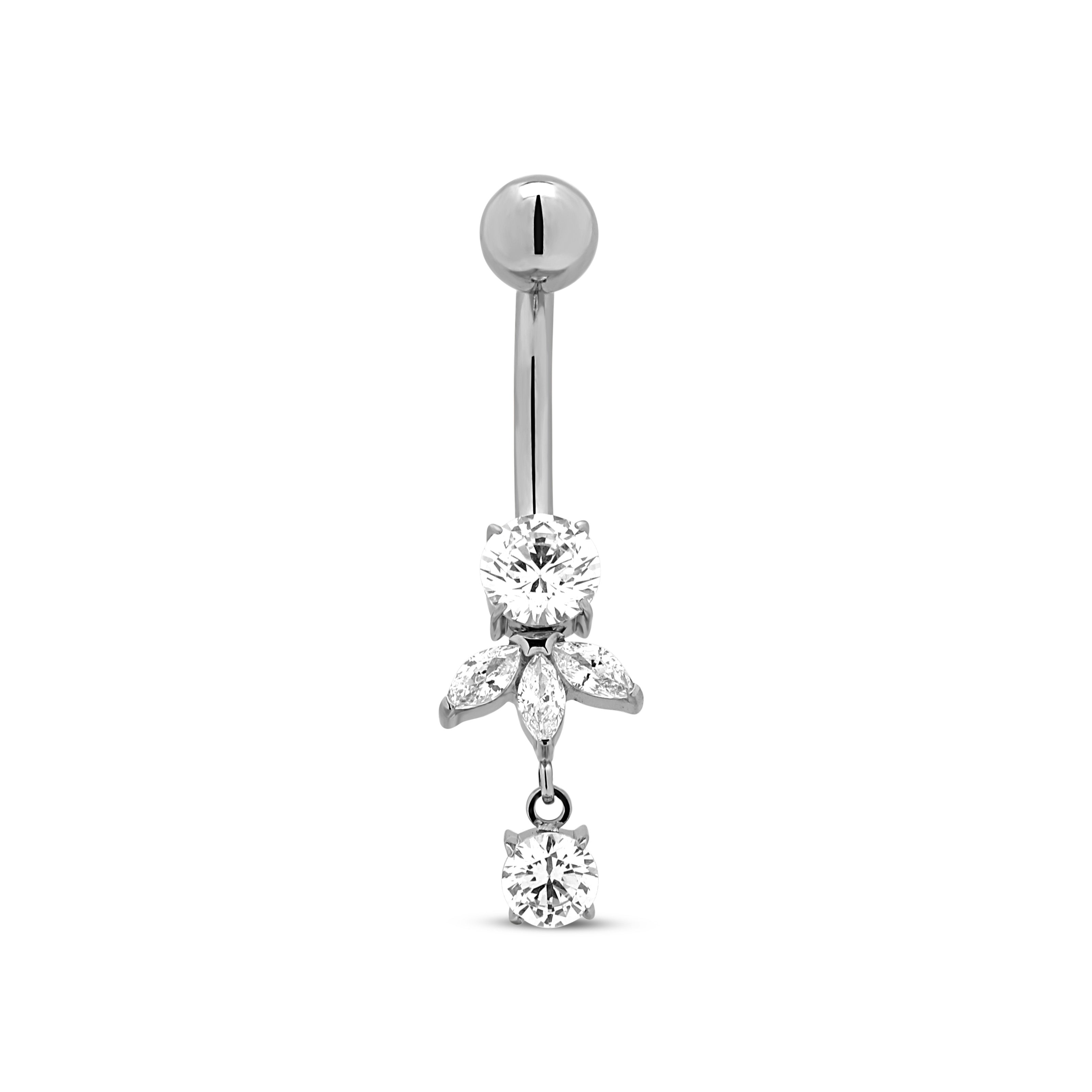 Titanium Marquise With Round Stone Navel Bar