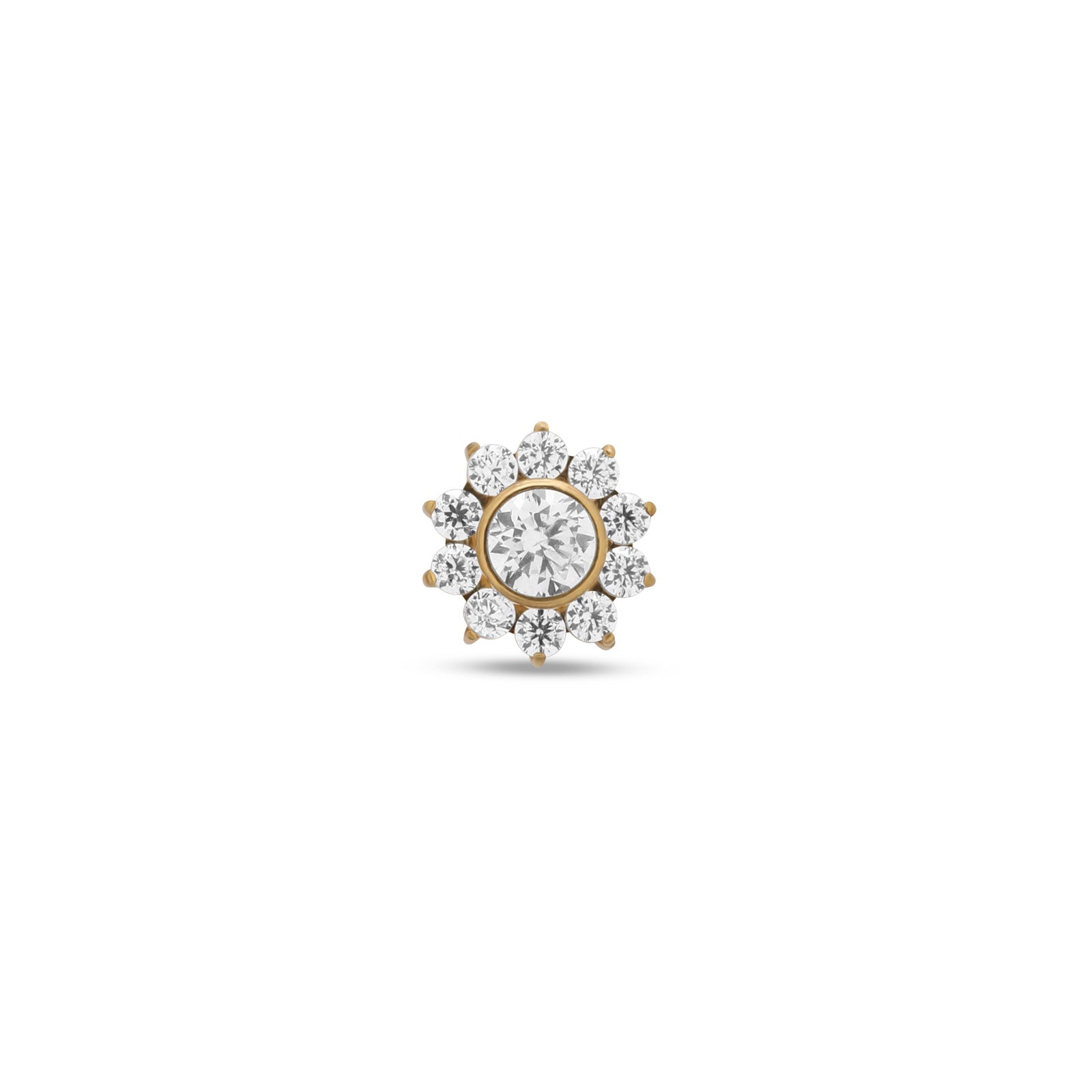 18k V-Gold 10 Petal Jewelled Flower Flatback