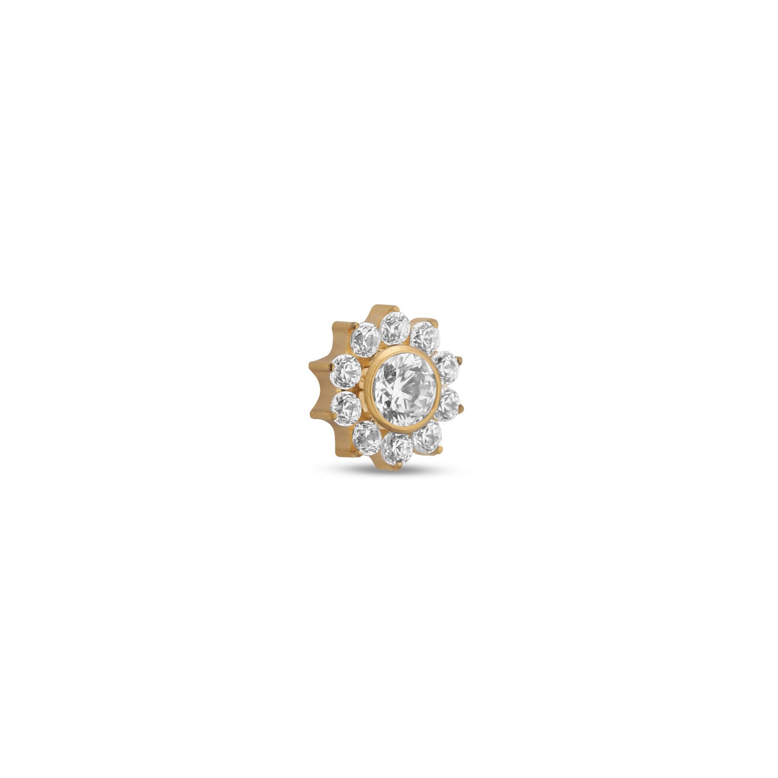 18k V-Gold 10 Petal Jewelled Flower Flatback
