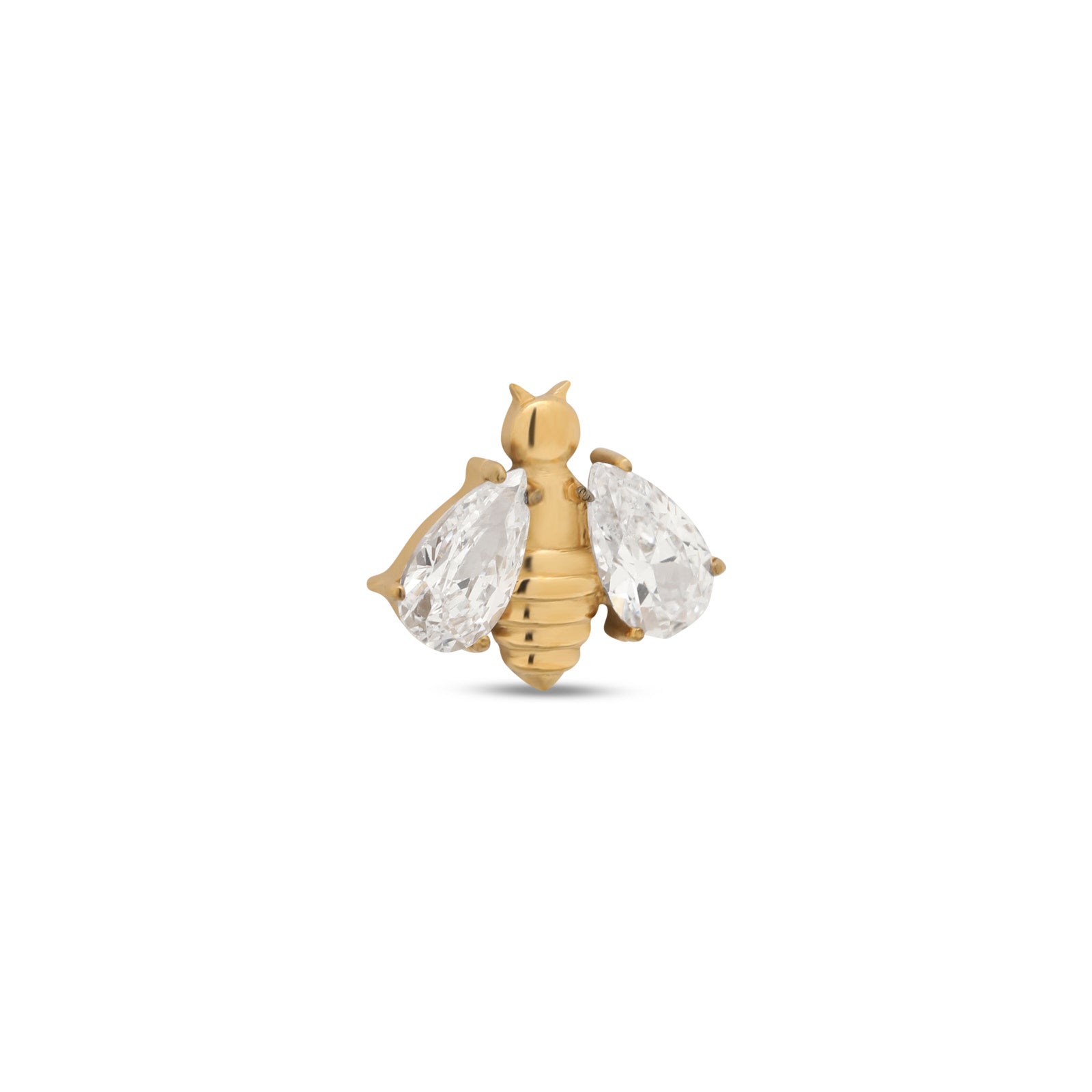 18k V-Gold Bee with Crystal Wings Flatback