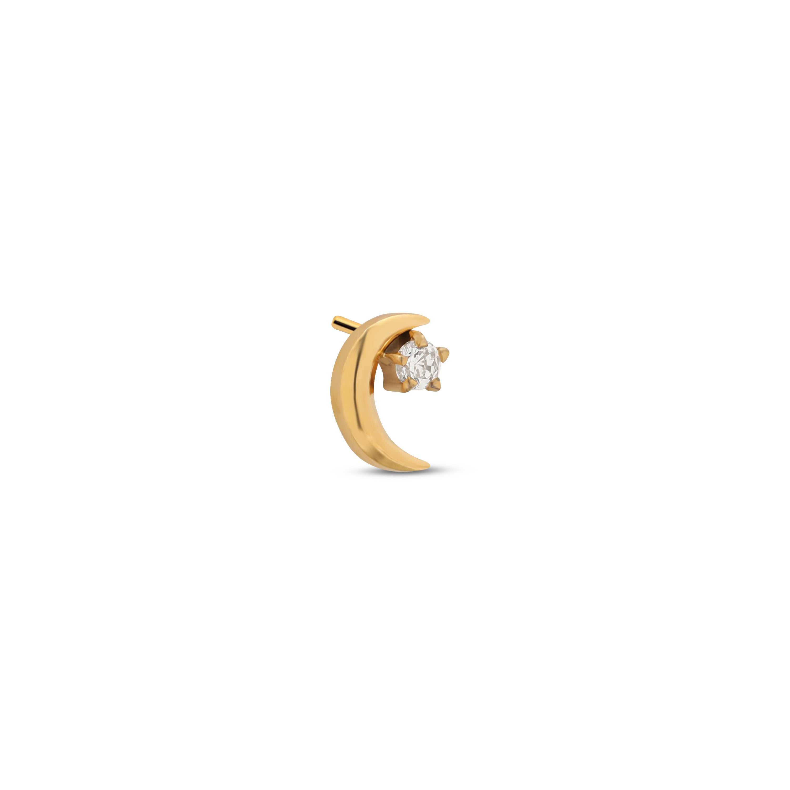 18k V-Gold Moon with Crystal Star Flatback