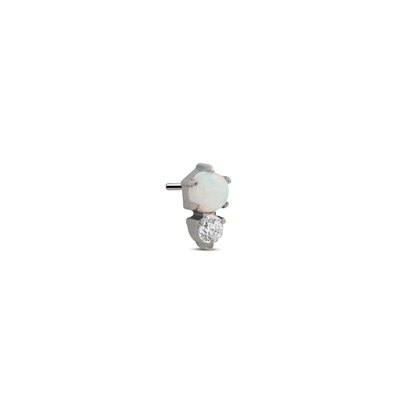 White Fire Opal And Crystal Flatback