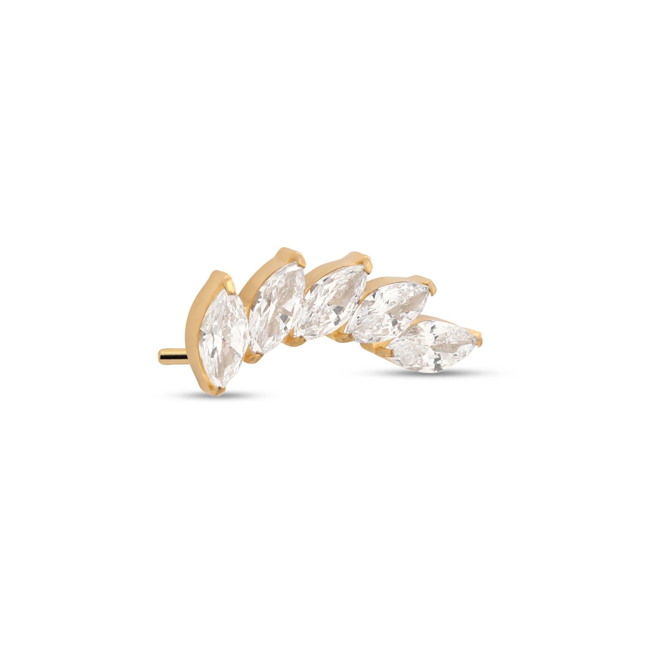 18k V-Gold 5 Marquise Fan Stones Flatback