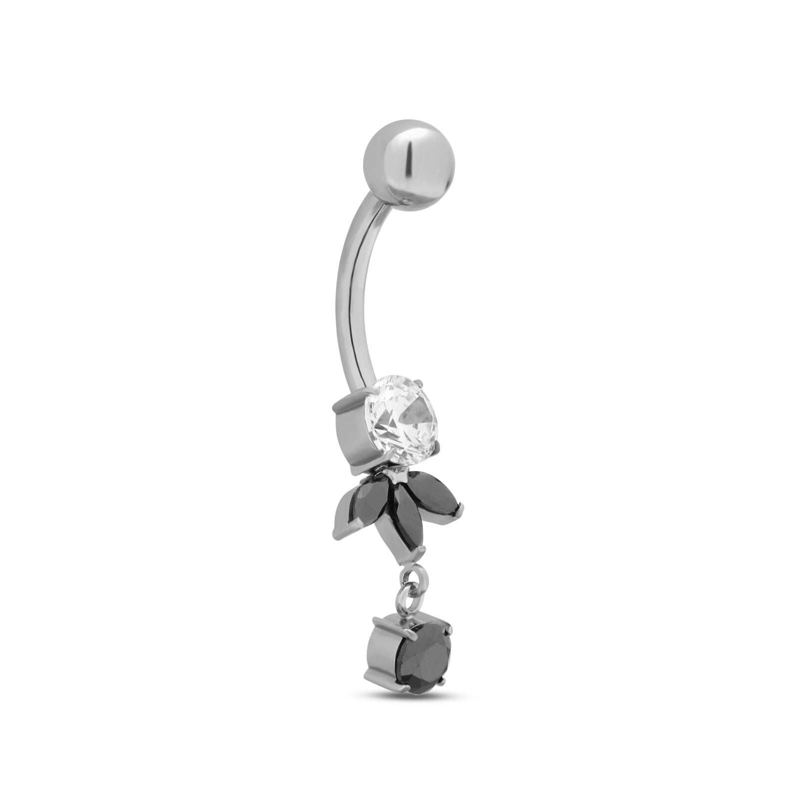 Titanium Marquise With Round Stone Navel Bar