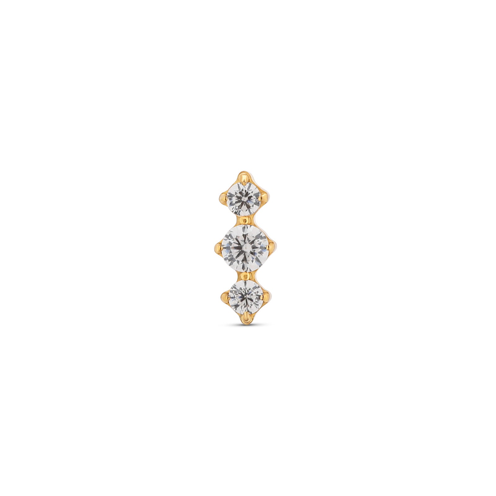 18k V-Gold 3 Stone Prong Flatback