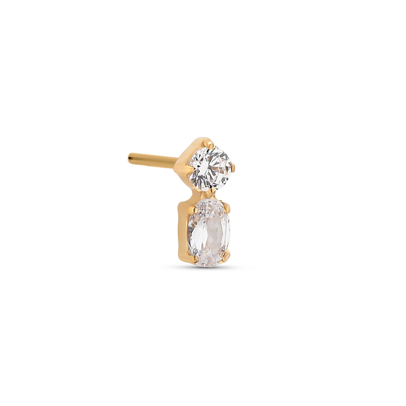18k V-Gold Jewel Oval Stone with Round Stone Flatback