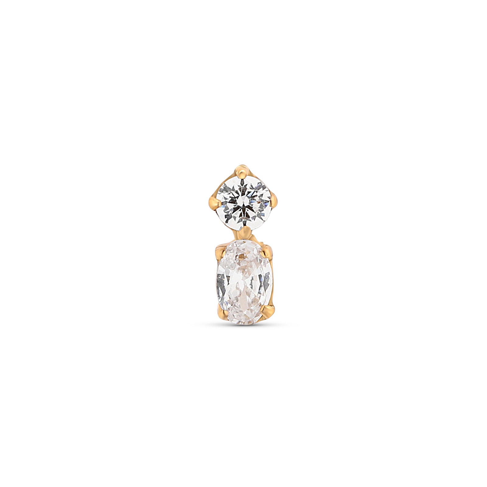18k V-Gold Jewel Oval Stone with Round Stone Flatback