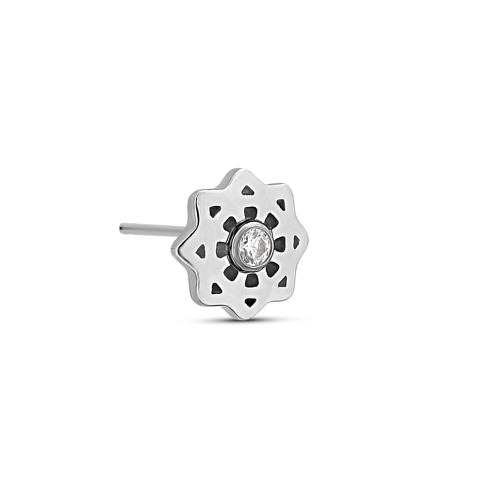 Geometric Flower with Crystal Flatback