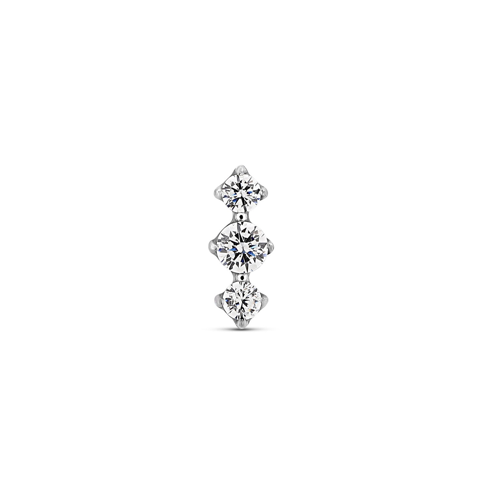 V-Platinum 3 Stone Prong Flatback