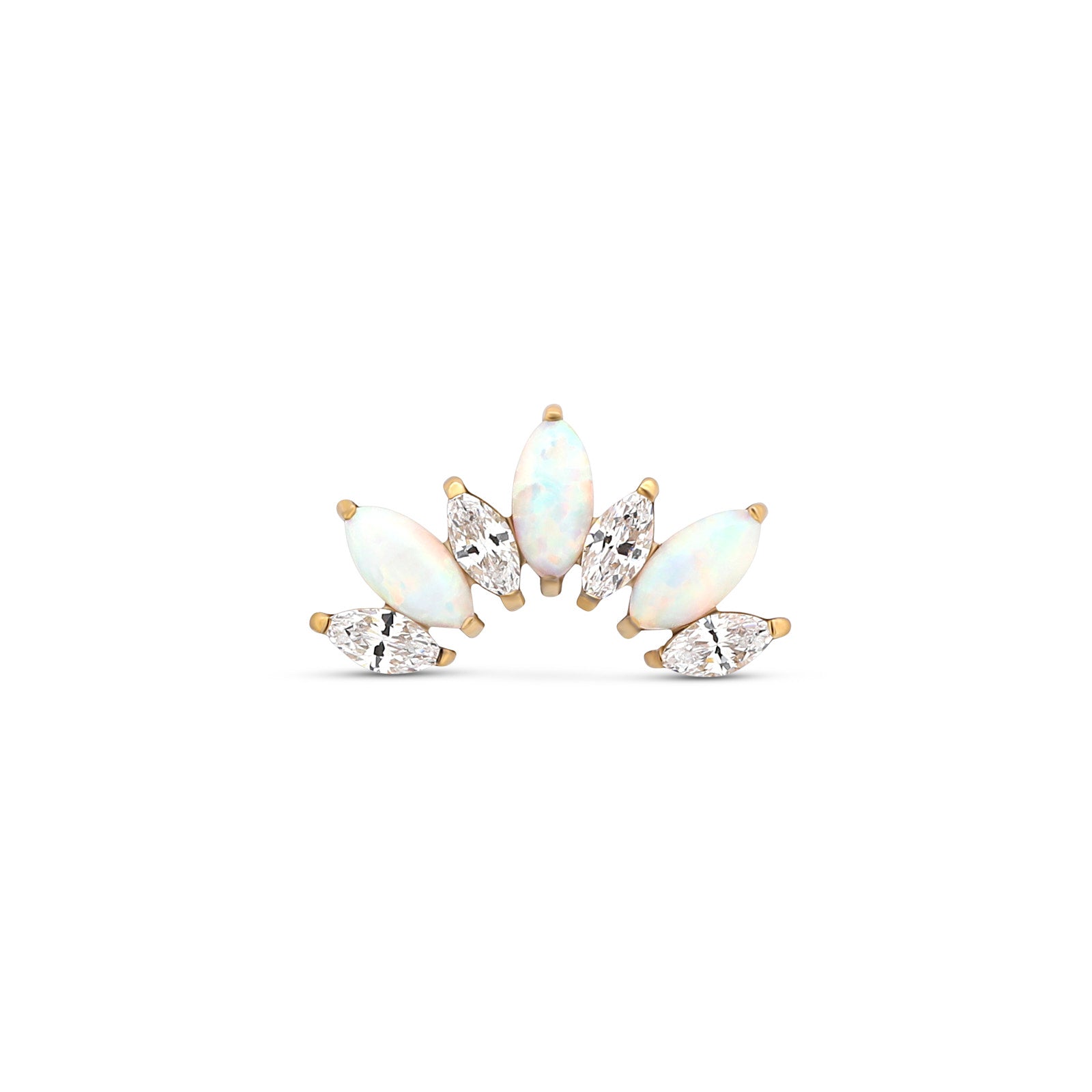 18k V-Gold Crystal and Opal Jewelled Crown Flatback
