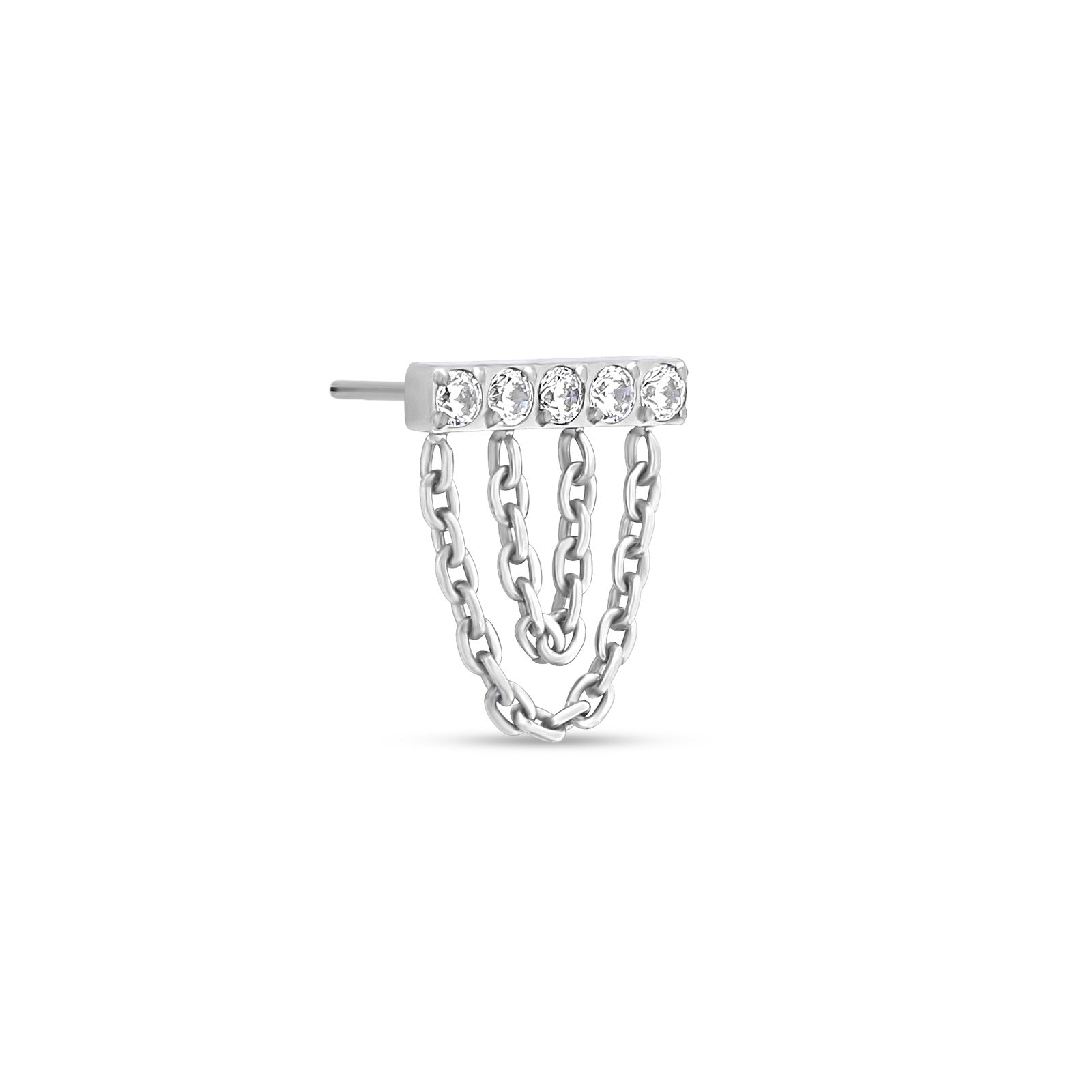 Jewelled Bar With Double Chain Flatback