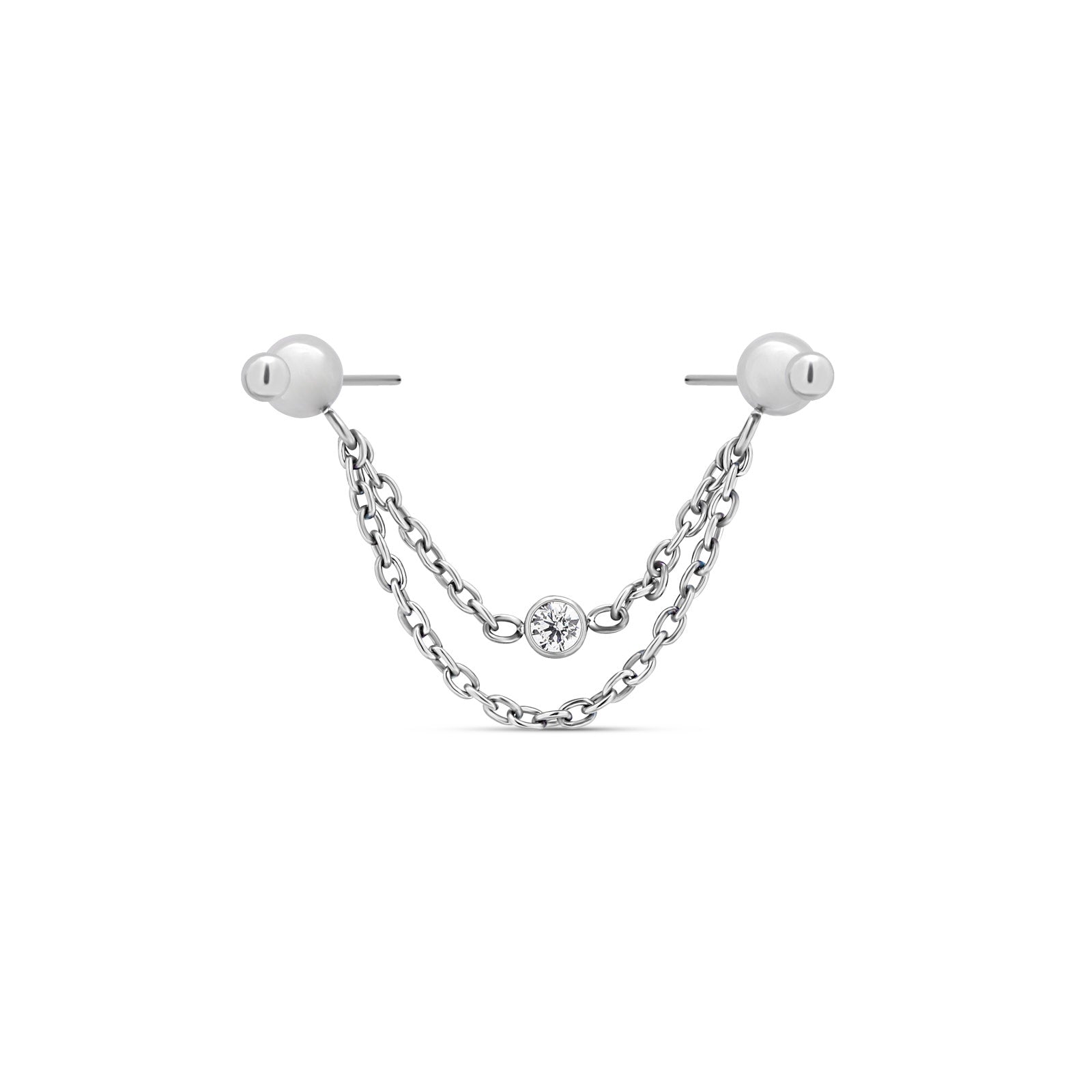 dual-bead with cascading double chains nipple bar