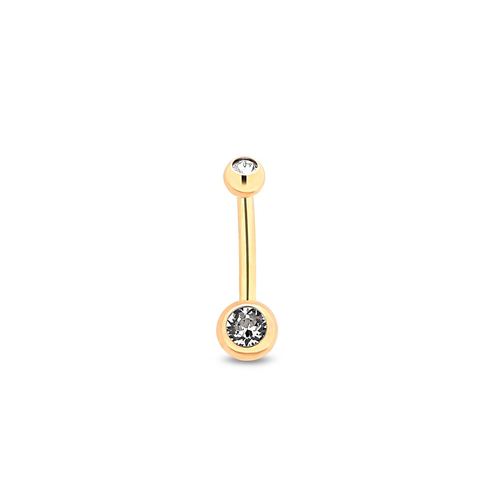 18k V-Gold Internal Thread Mini Double Jewelled Navel Bar