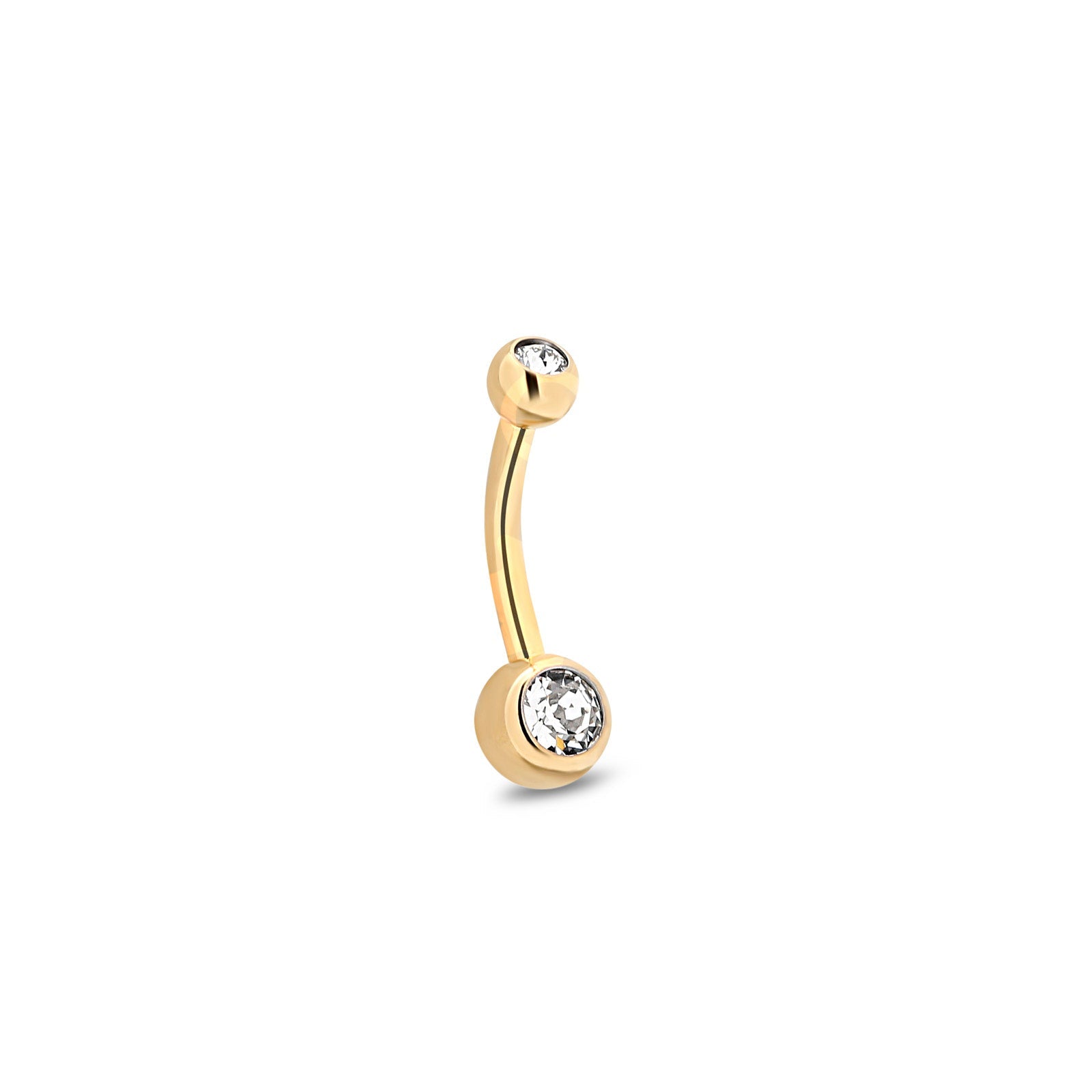 18k V-Gold Internal Thread Mini Double Jewelled Navel Bar