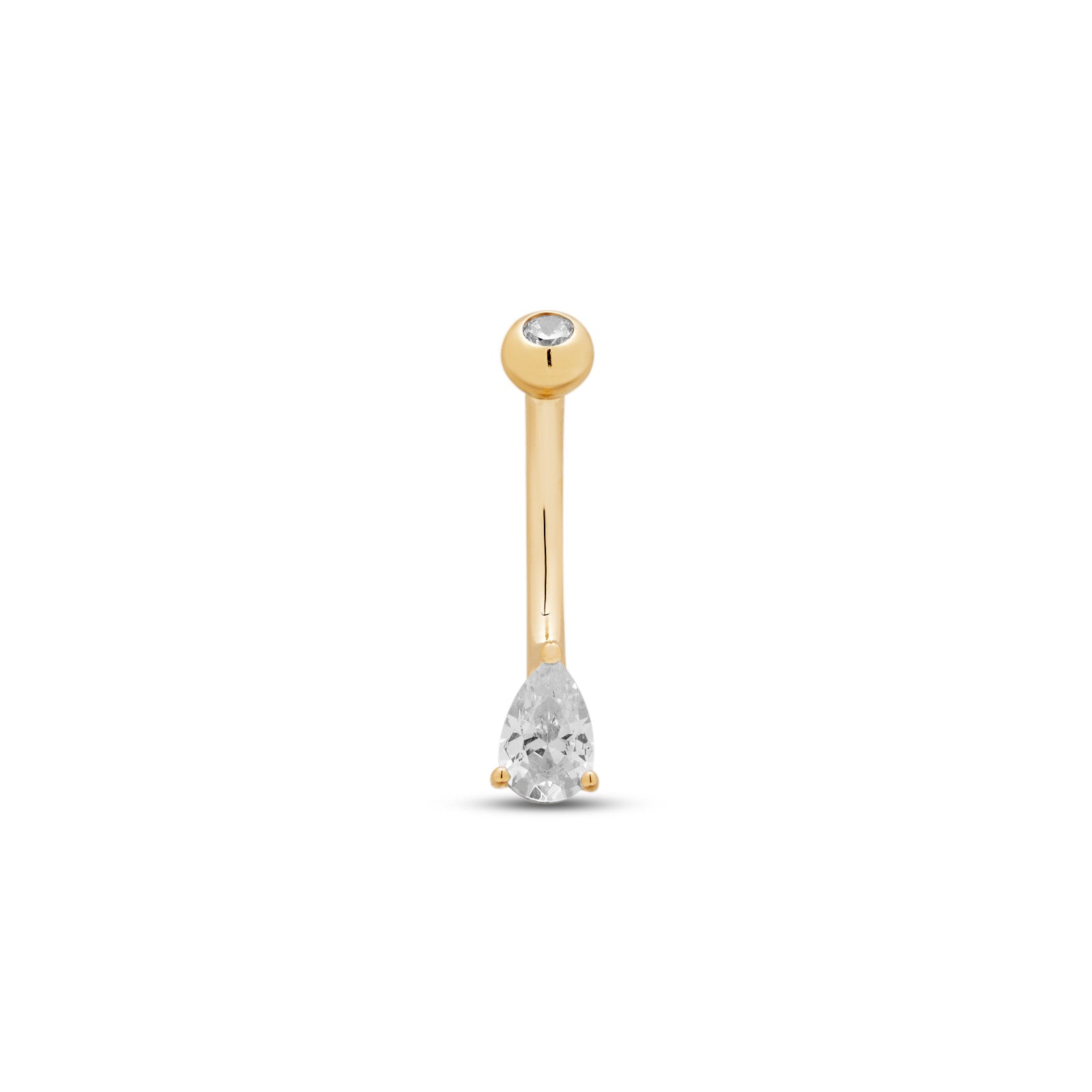 14kt Gold Pear Prong Set Navel Bar