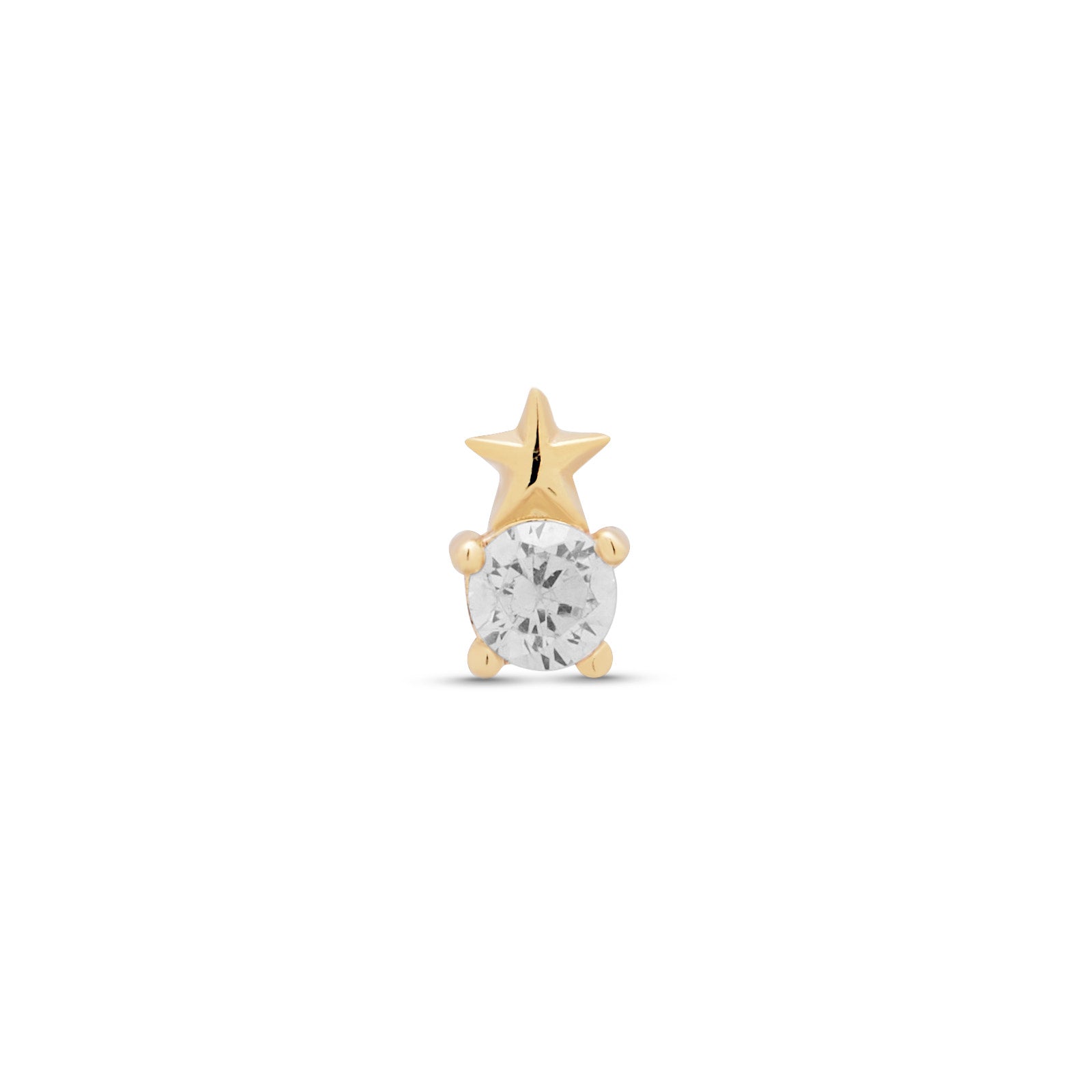 14kt Gold Flatback - Star With Round Jewel