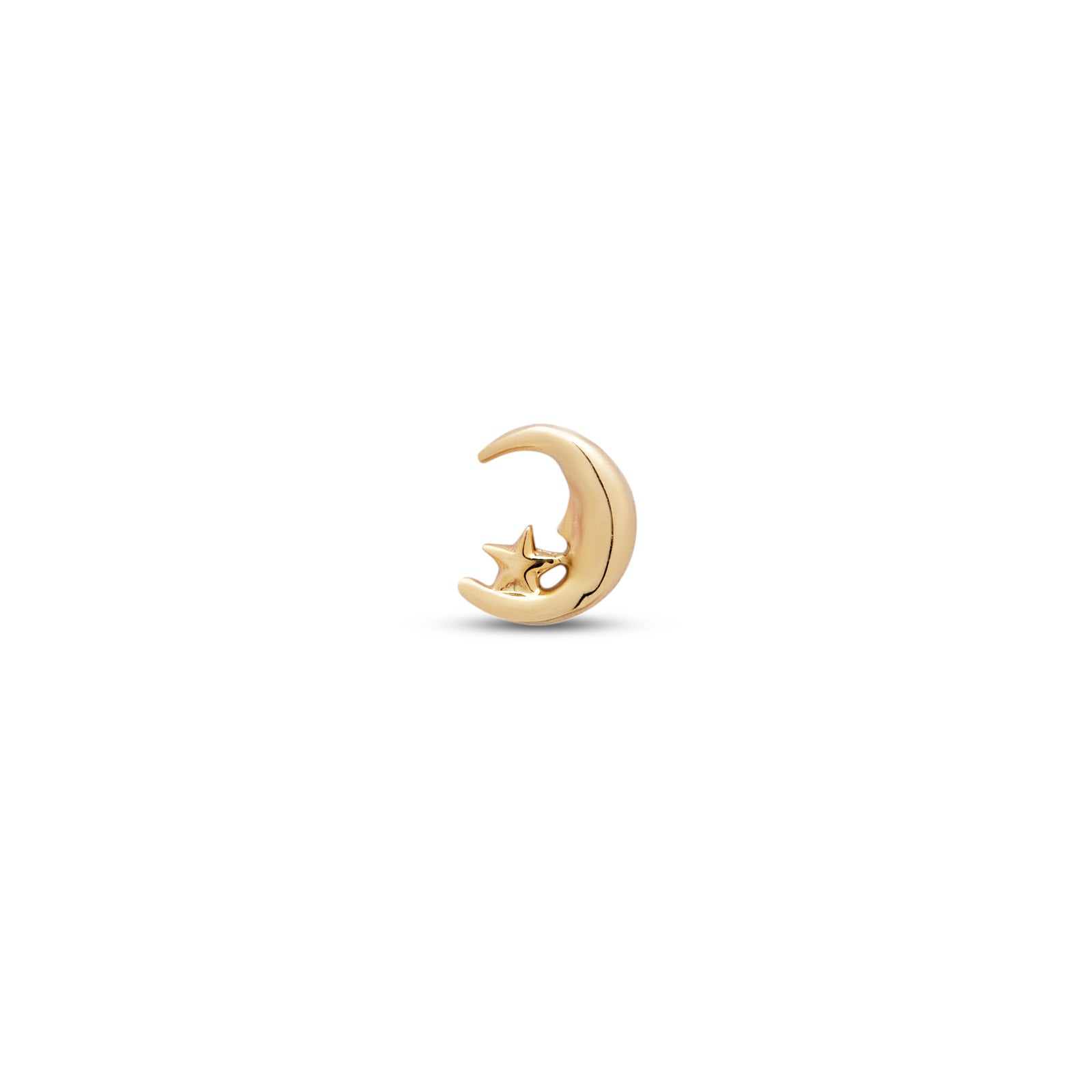 14kt Gold Flatback - Moon With Face