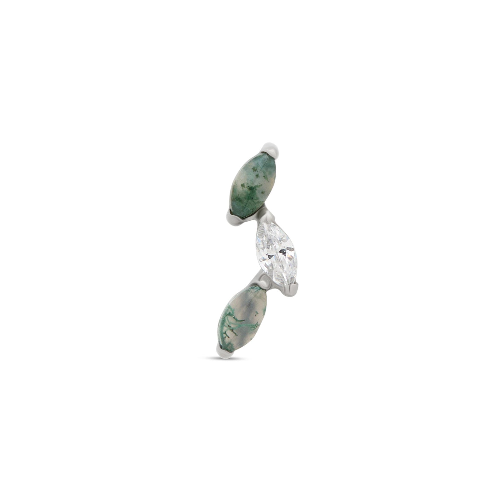 Tri Marquise Natural Gemstone Moss Agate Flatback