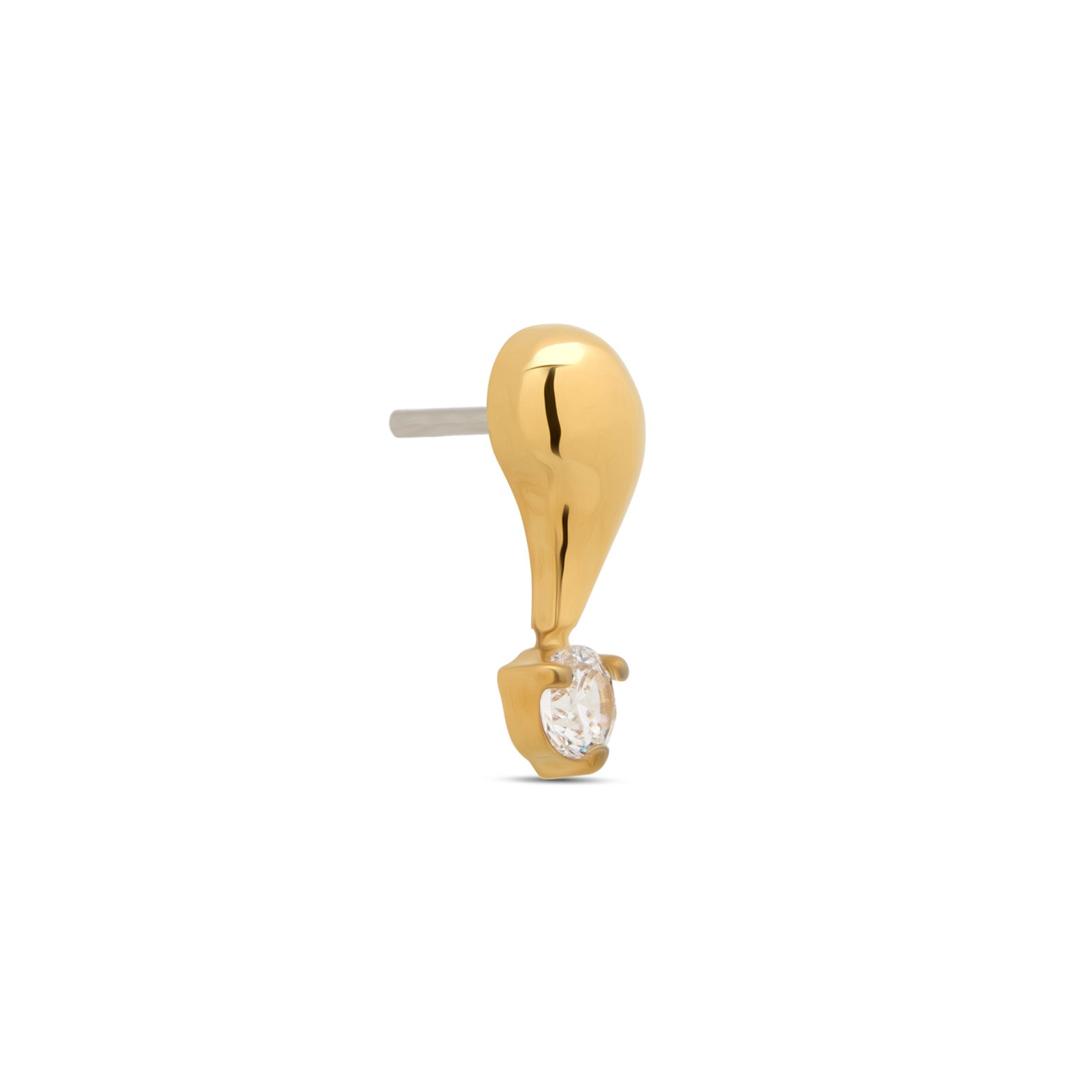 18k V-Gold Droplet with clear Stone Flatback