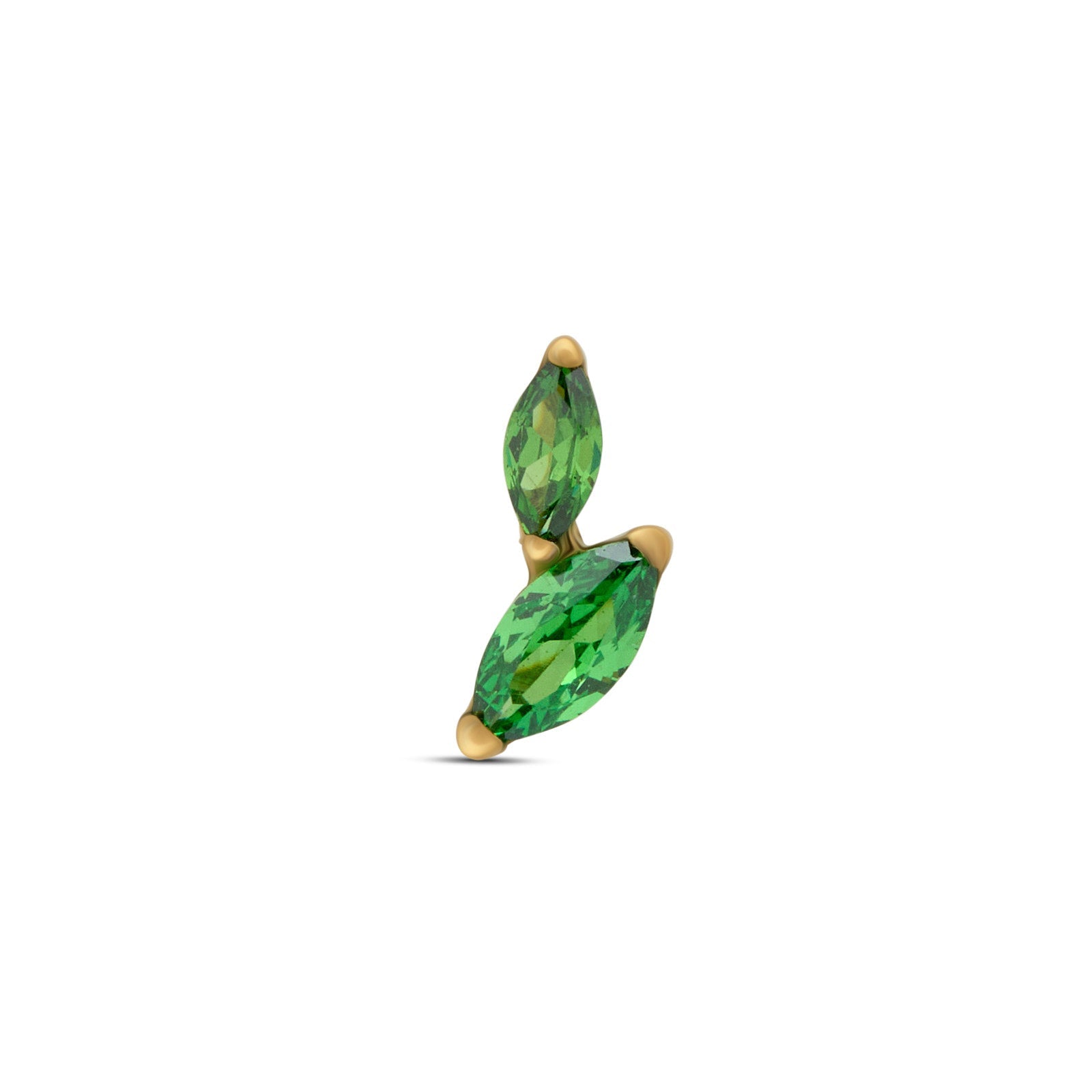 18k V-Gold Duo Marquise in Emerald Flatback