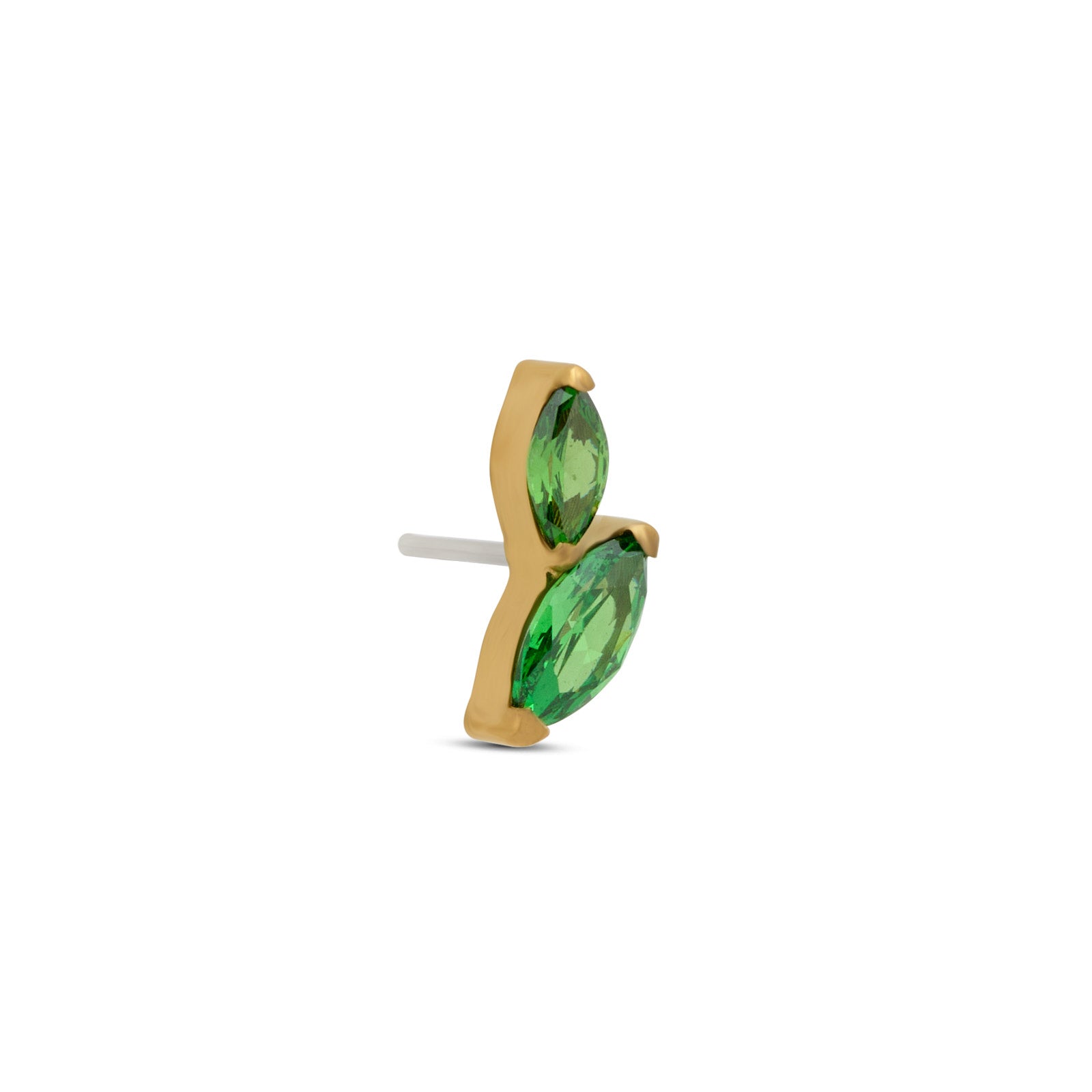 18k V-Gold Duo Marquise in Emerald Flatback