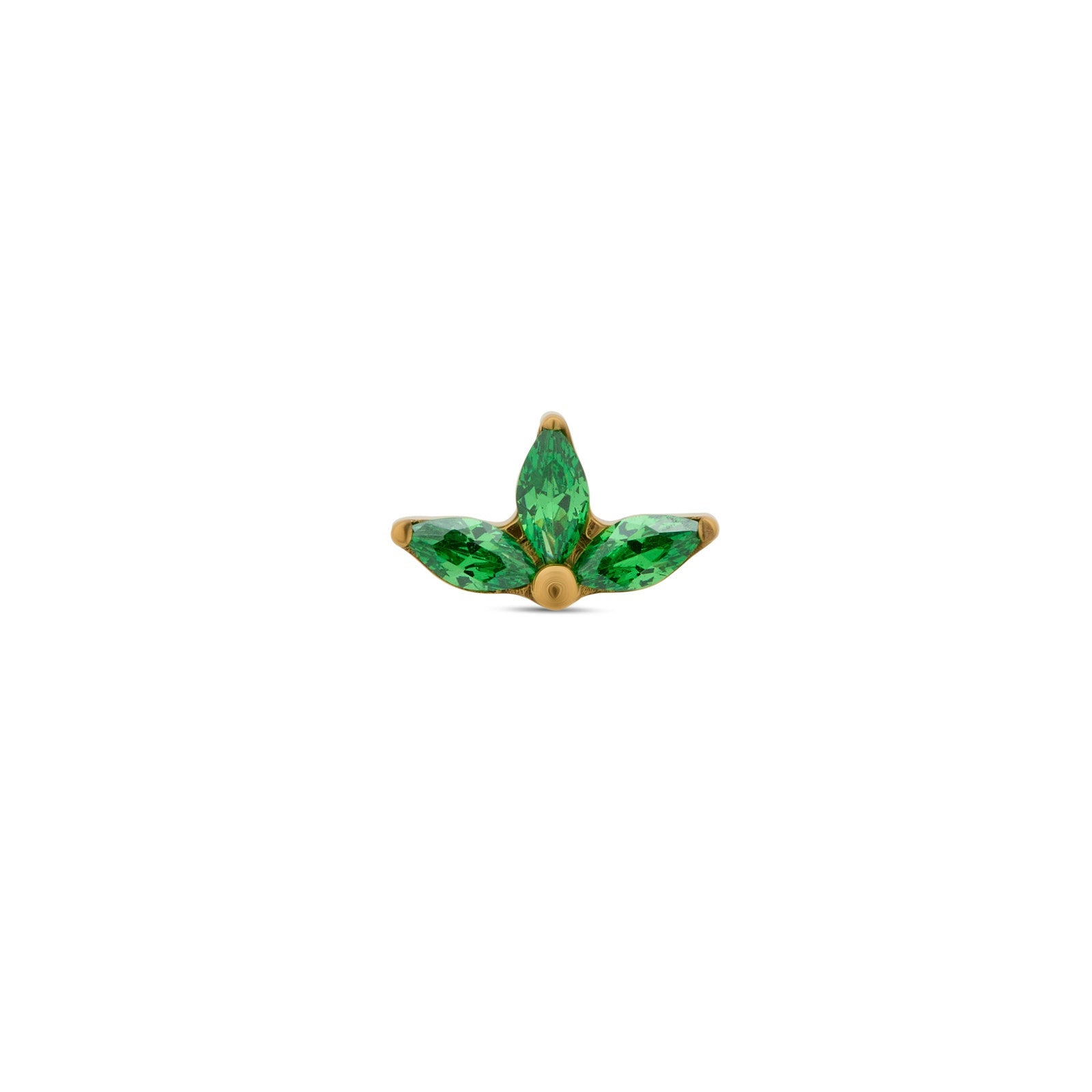 18k V-Gold Marquise Fan in Emerald Flatback