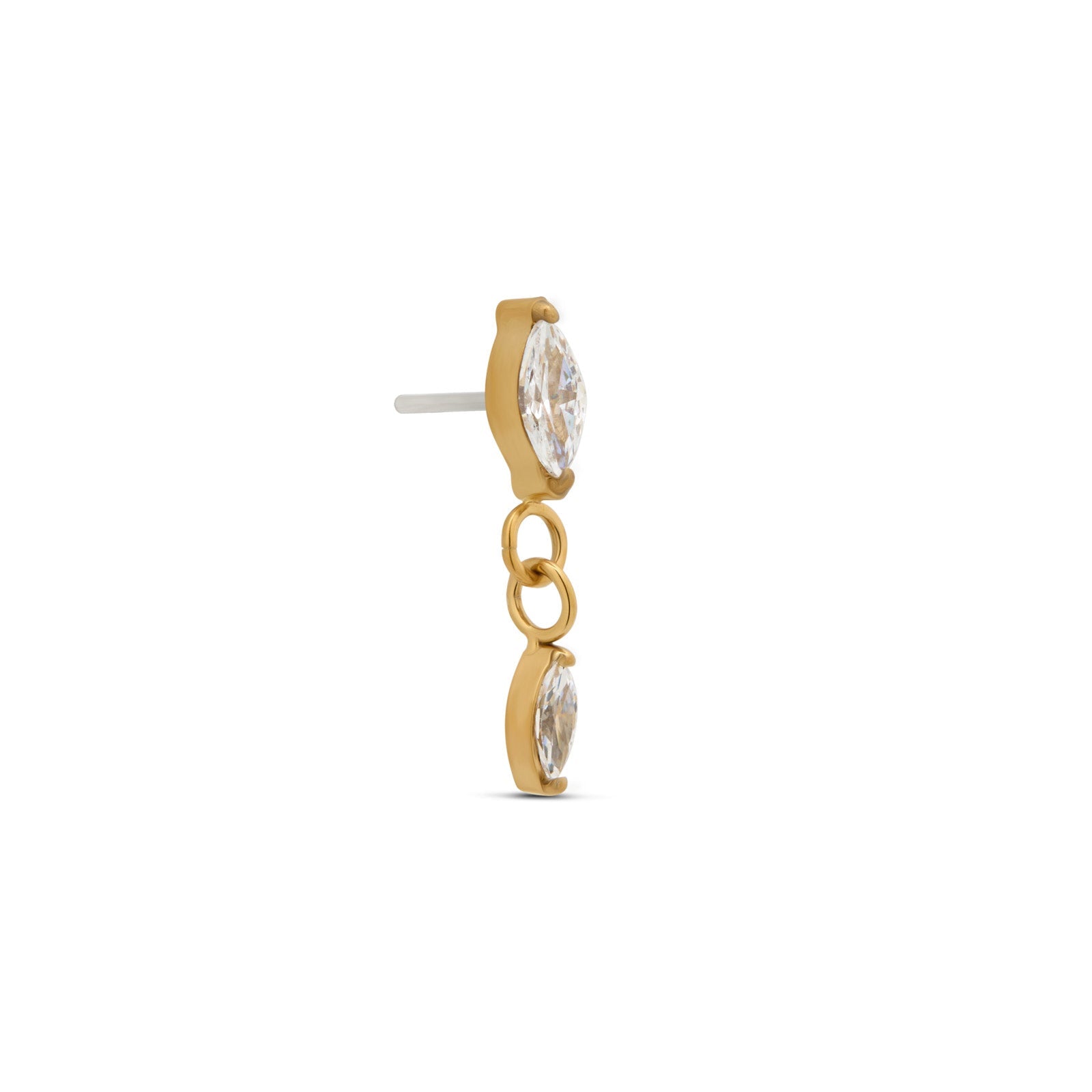 18k V-Gold Marquise Stone Dangle Flatback