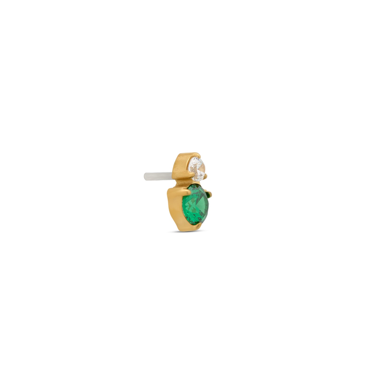 18k V-Gold Duo Round Stones in Emerald Flatback