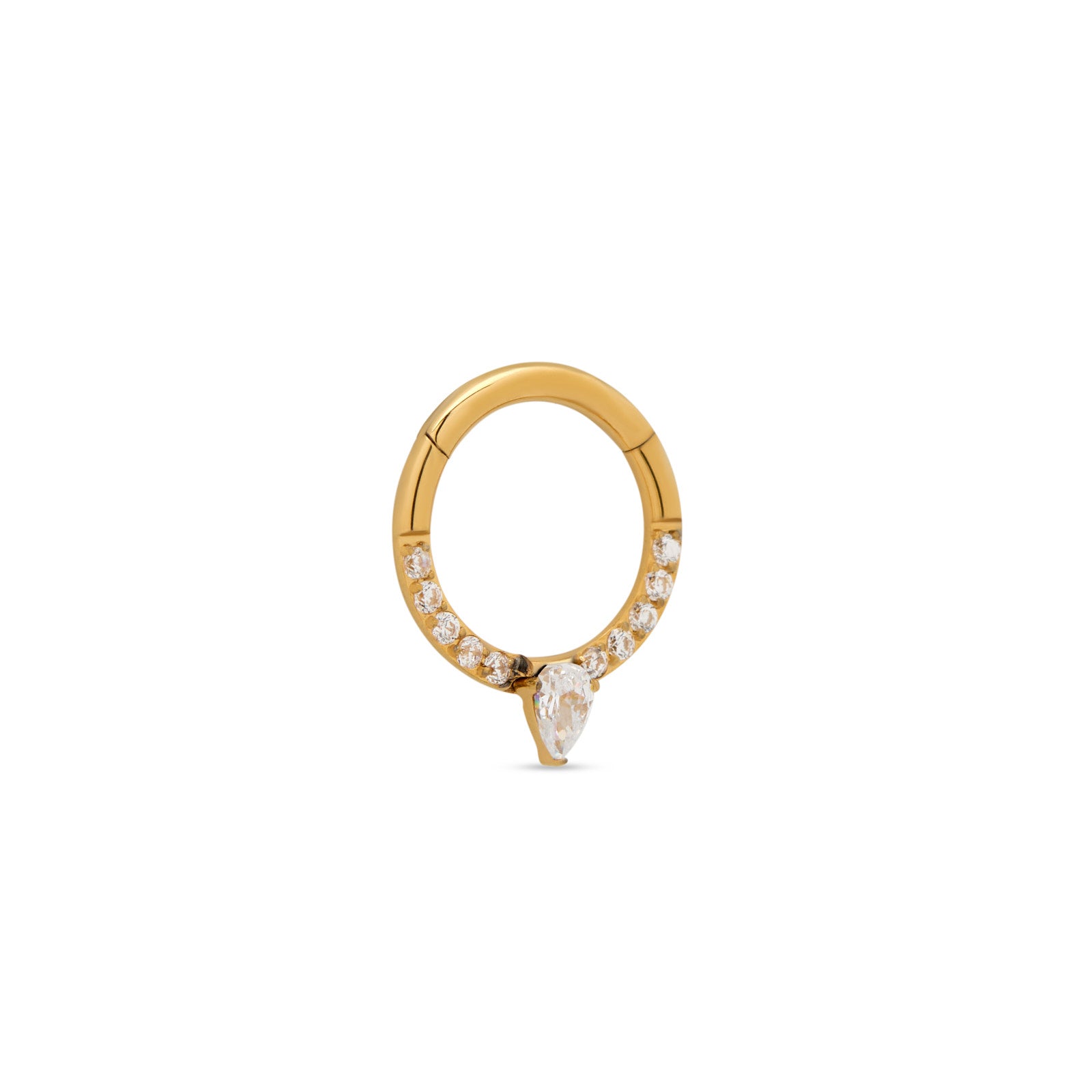 18k V-Gold Forward Facing Jewelled Spike Hinged Ring