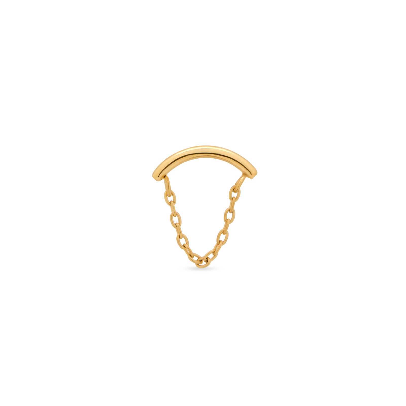 18k V-Gold Curved Bar with Chain Flatback