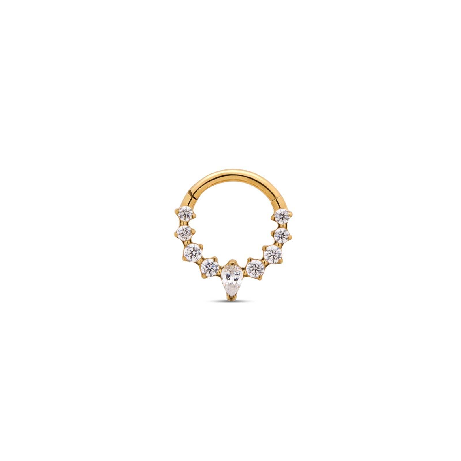 18k V-Gold Forward Facing Jewelled Marquise Hinged Ring