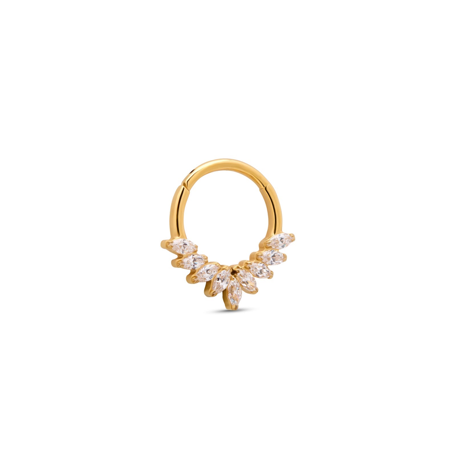 18k V-Gold Flared Marquise Hinged Ring