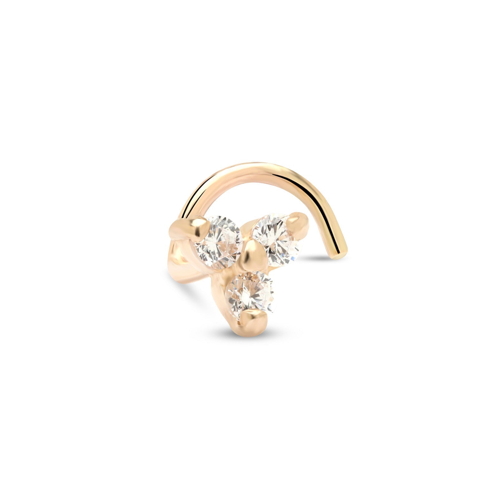 14kt Yellow Gold Trinity Nose Stud