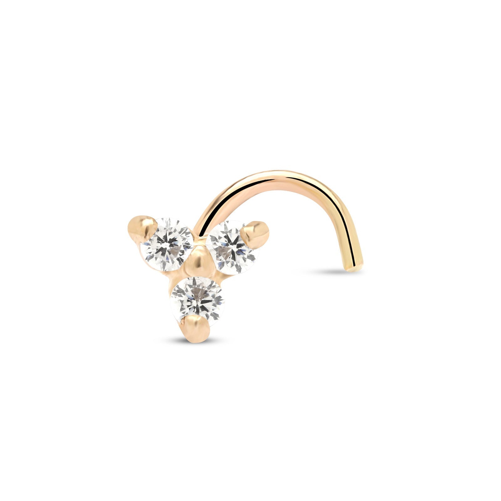 14kt Yellow Gold Trinity Nose Stud