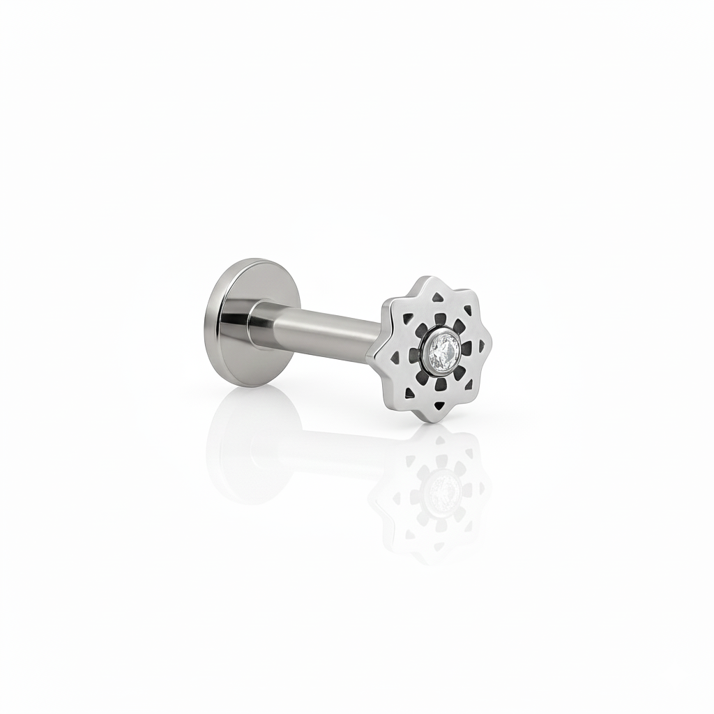Geometric Flower with Crystal Flatback